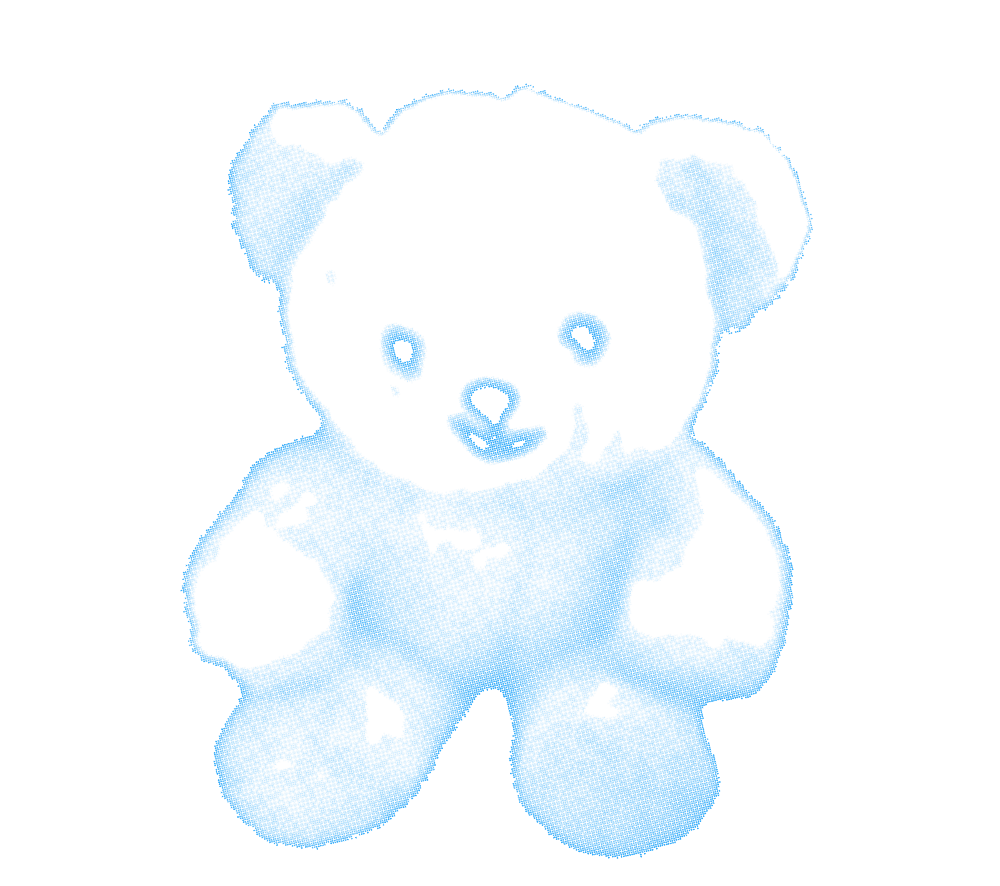 The fluffy bear greets you as if it were a strange being emerging from the virtual matrix, it gives you a familiar and weird feeling, but how? Data Fish never needed a stuffed bear.